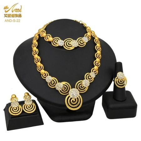 Dubai 24K Gold Plated 4Pcs Necklace Set-303