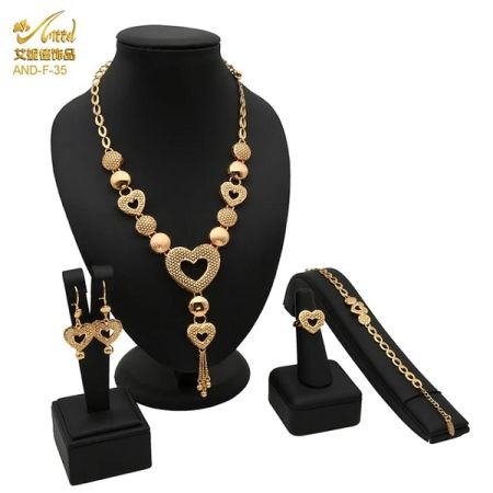 Dubai 24K Gold Plated 4Pcs Necklace Set-305