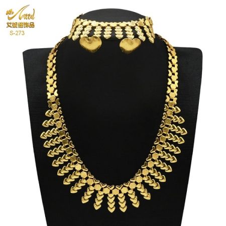 Dubai 24K Gold Plated 3Pcs Necklace Set-201