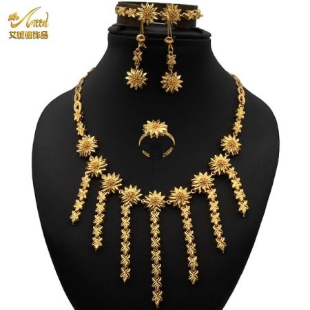 Dubai 24K Gold Plated 4Pcs Necklace Set-306