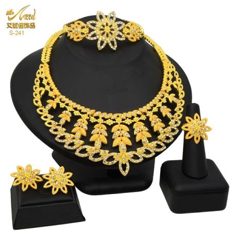 Dubai 24K Gold Plated 4Pcs Necklace Set-307