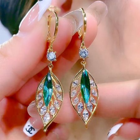 ZIRCON STONE & S S EARRINGS-EC-702
