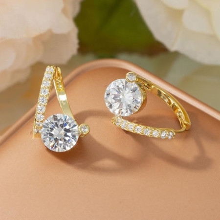Brilliant Zircon Huggie Earrings -705