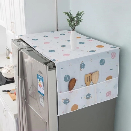 Fridge Top Cover with 6 Utility Pockets Designer Prints