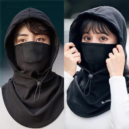 1 Pis Black Winter Cap with Mask