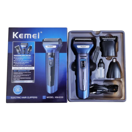 Kemei KM-6330 (3 in 1) Shaver Hair Beard And Nose Trimmer